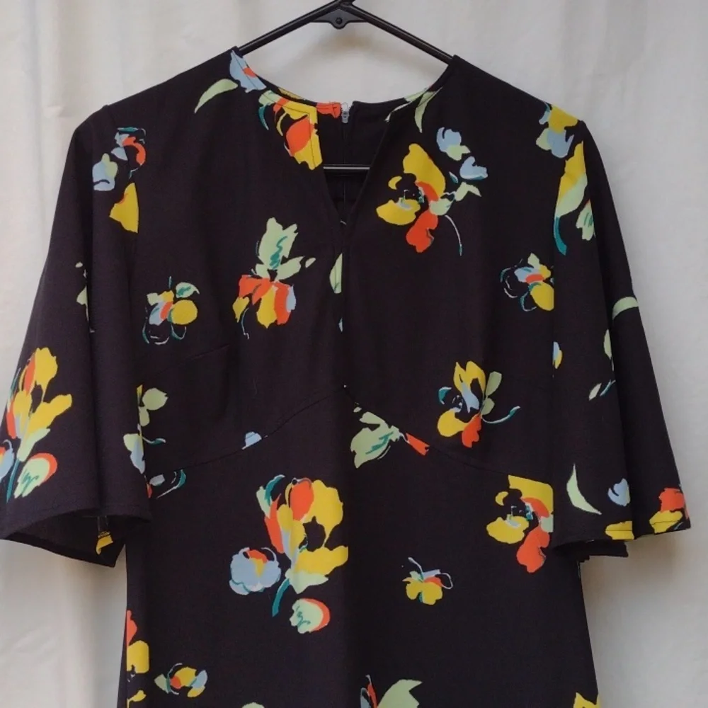 Vintage Mod Puritan Forever Young Black Floral Maxi Empire Dress L - Picture 5 of 9